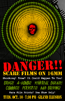 [Poster thumbnail] Danger!! Scare Films on 16mm (Oct. 10, 2023)