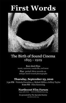 [Poster thumbnail] First Words: The Birth of Sound Cinema (Sept. 23, 2010)